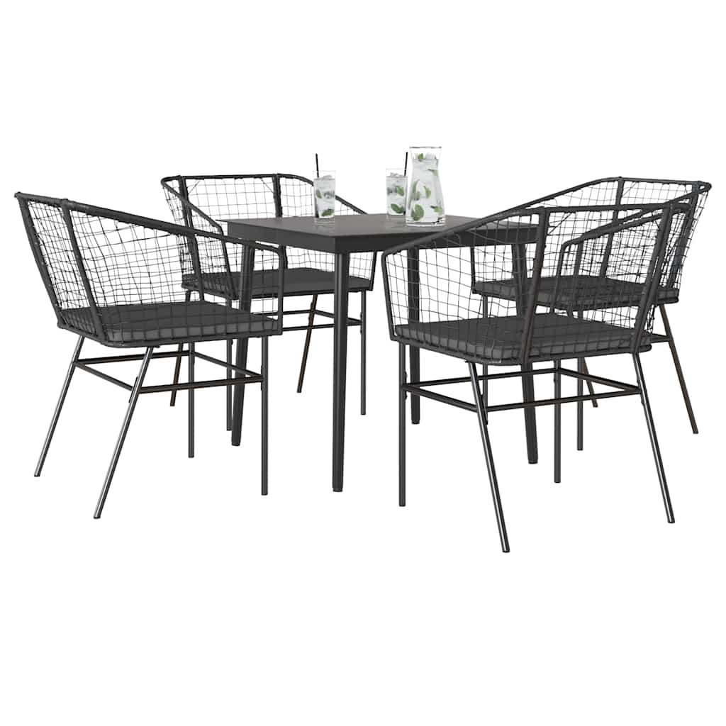 Juego de comedor jardín 2 pzas con cojines ratán sintético gris