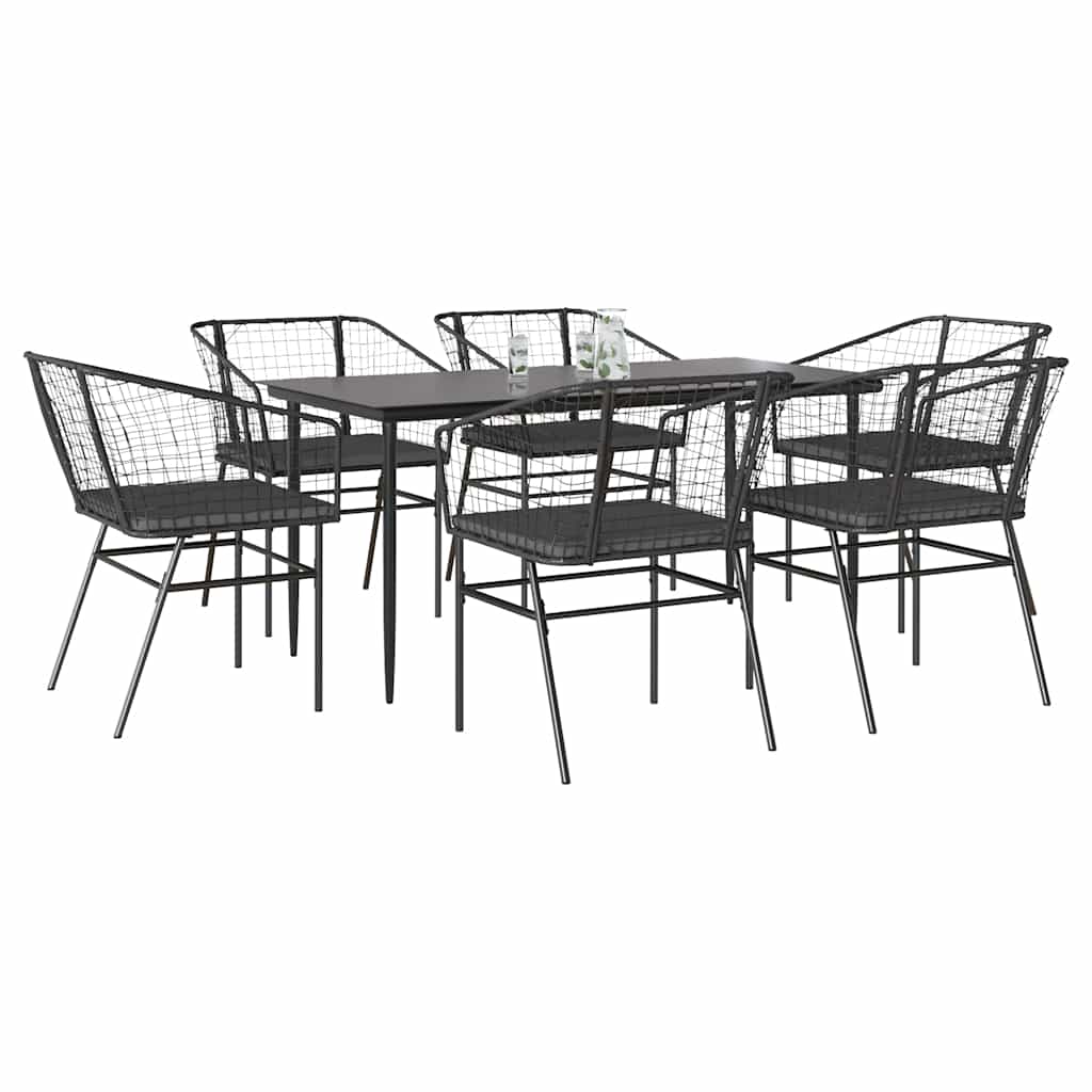 Juego de comedor para jardín 9 piezas textilene negro