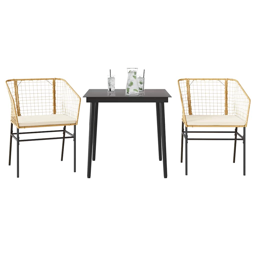 Juego de comedor jardín 2 pzas con cojines ratán sintético gris