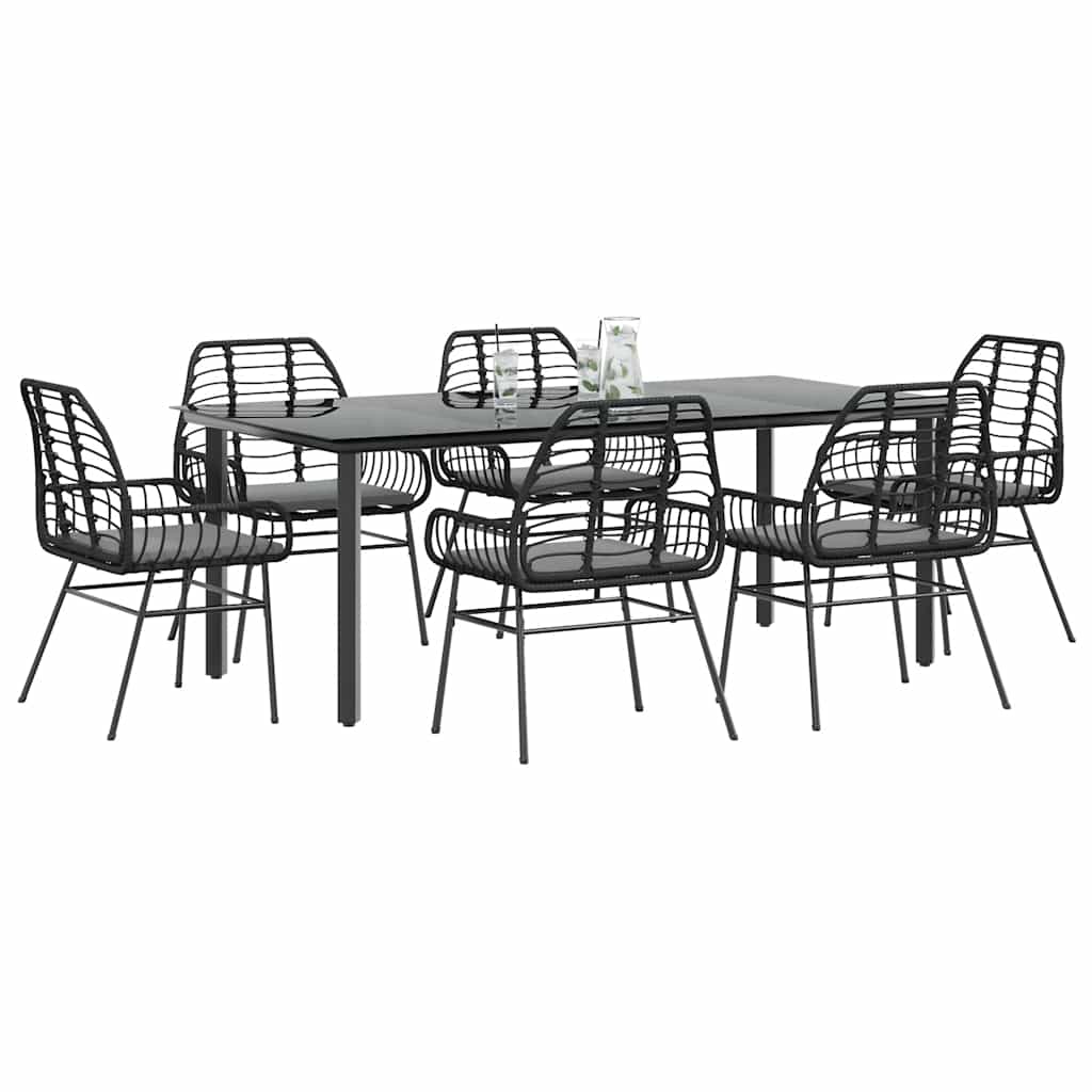 Juego de comedor para jardín 9 piezas textilene negro
