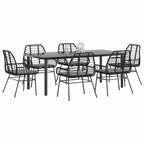 Juego de comedor para jardín 9 piezas textilene negro