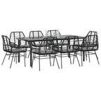 Set de comedor jardín 11 pzas con cojines ratán sintético negro