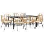 Juego comedor jardín 3 pzas cojines ratán sintético vidrio gris