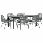 Juego comedor jardín 3 pzas cojines ratán sintético vidrio gris