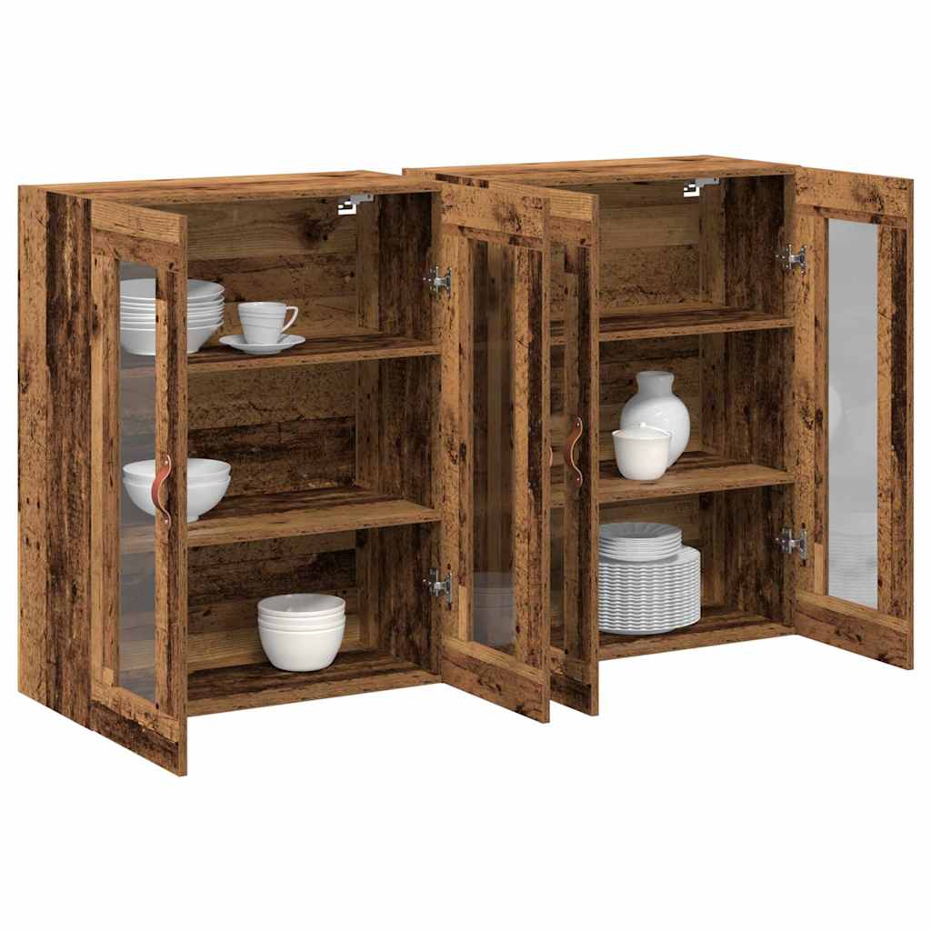 Armarios de pared 2 pcs Madera envejecida 69,5 x 34 x 90 cm