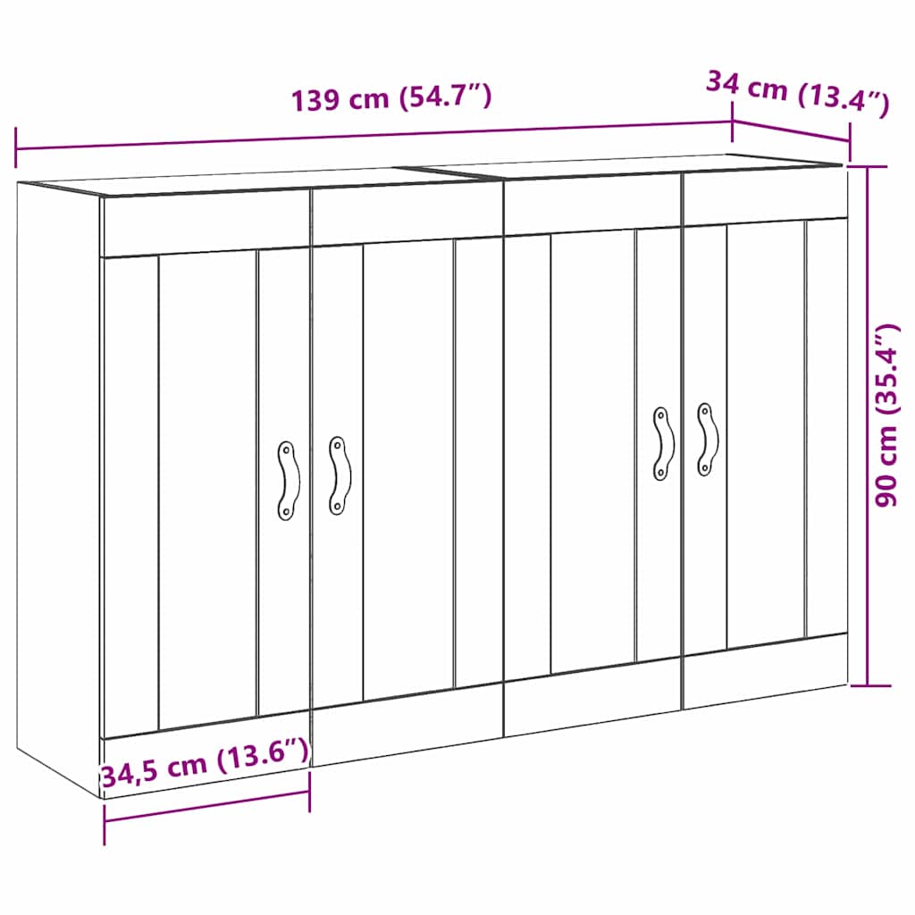 Armarios de pared 2 pcs Madera envejecida 69,5 x 34 x 90 cm