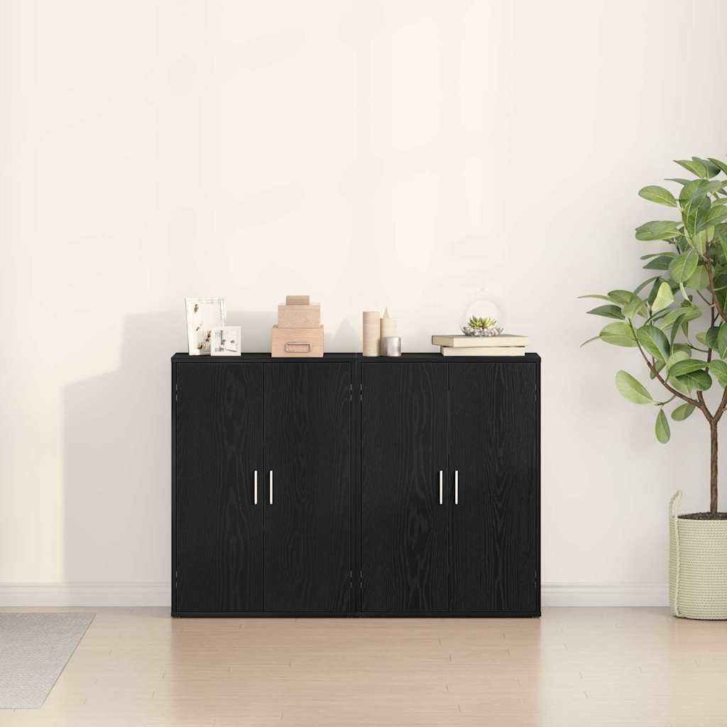 Aparador 2 pcs Roble Negro 60 x 31 x 84 cm Madera de ingeniería