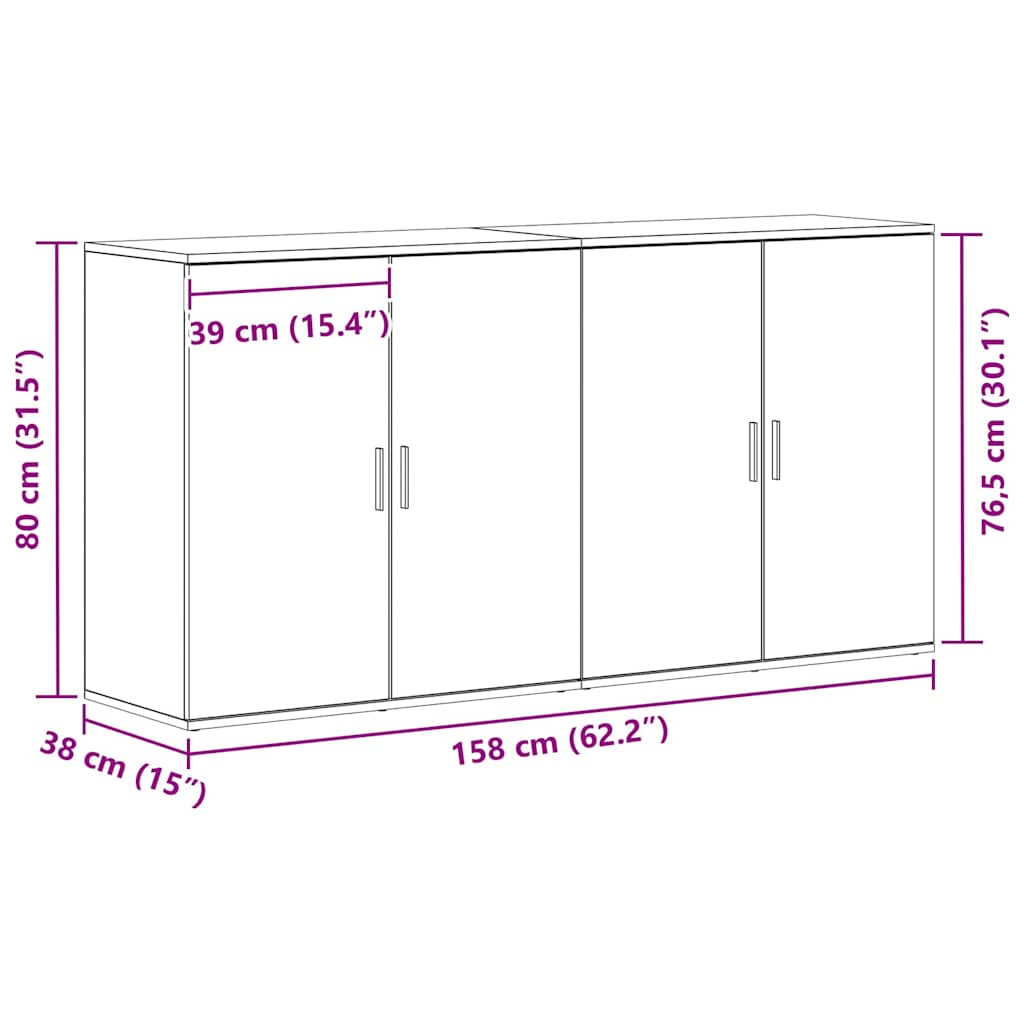 Aparador 2 pcs Madera vieja 79 x 38 x 80 cm