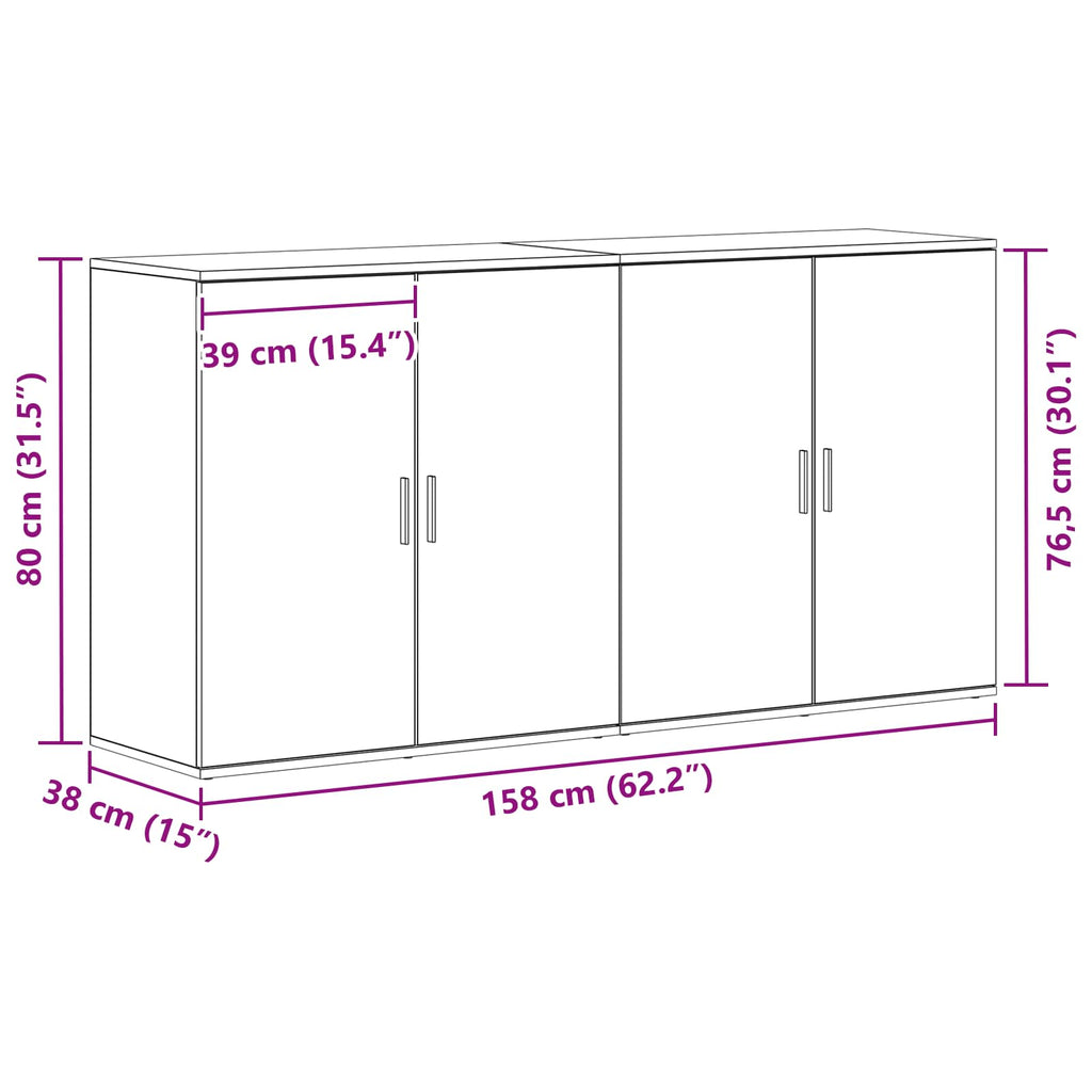 Aparador 2 pcs Roble artesanal 79 x 38 x 80 cm