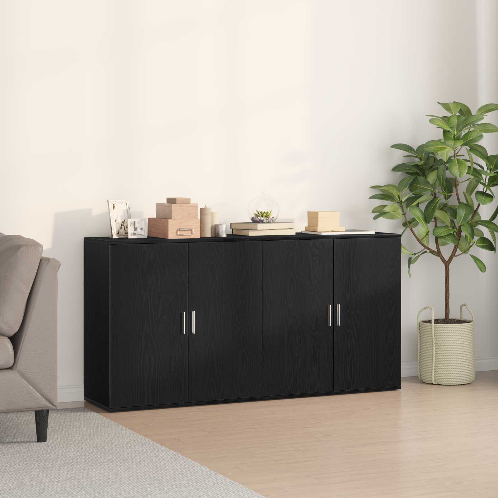 Aparador 2 pcs Roble Negro 79 x 38 x 80 cm Madera de ingeniería