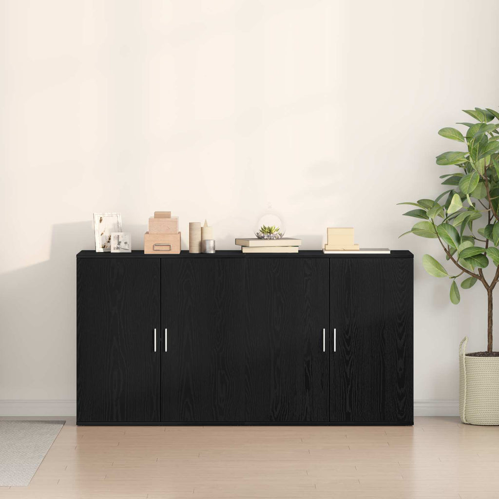 Aparador 2 pcs Roble Negro 79 x 38 x 80 cm Madera de ingeniería