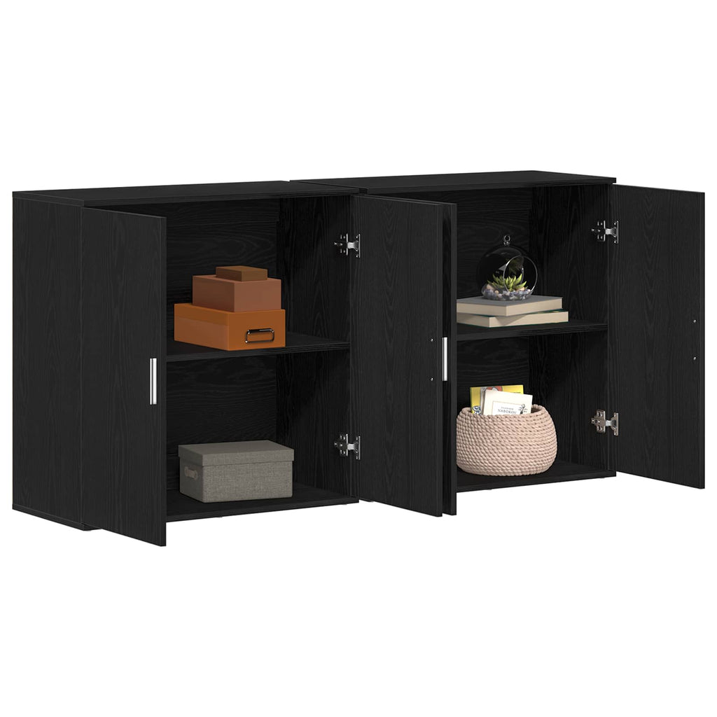 Aparador 2 pcs Roble Negro 79 x 38 x 80 cm Madera de ingeniería