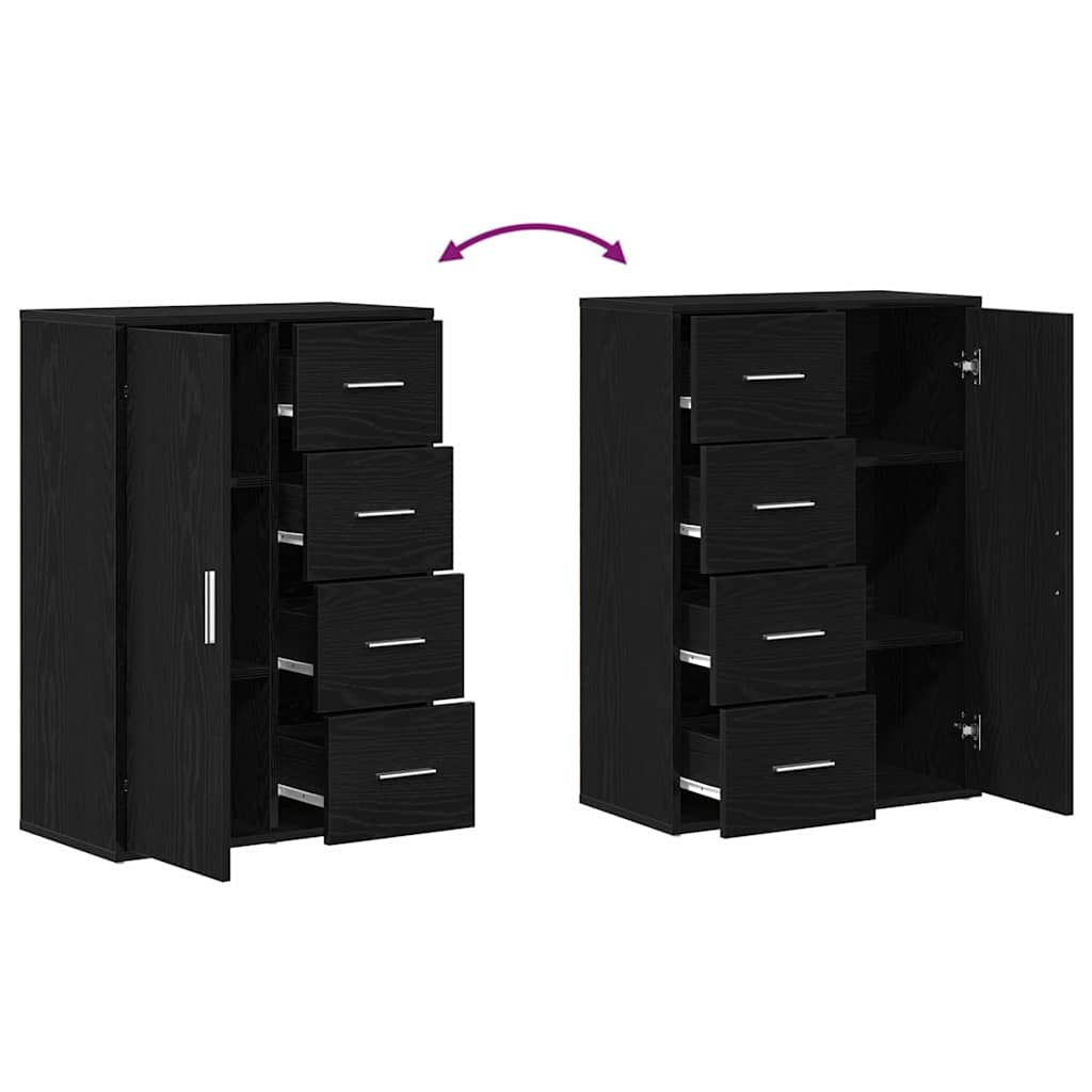Aparador 2 pcs Roble Negro 60 x 31 x 84 cm Madera de ingeniería