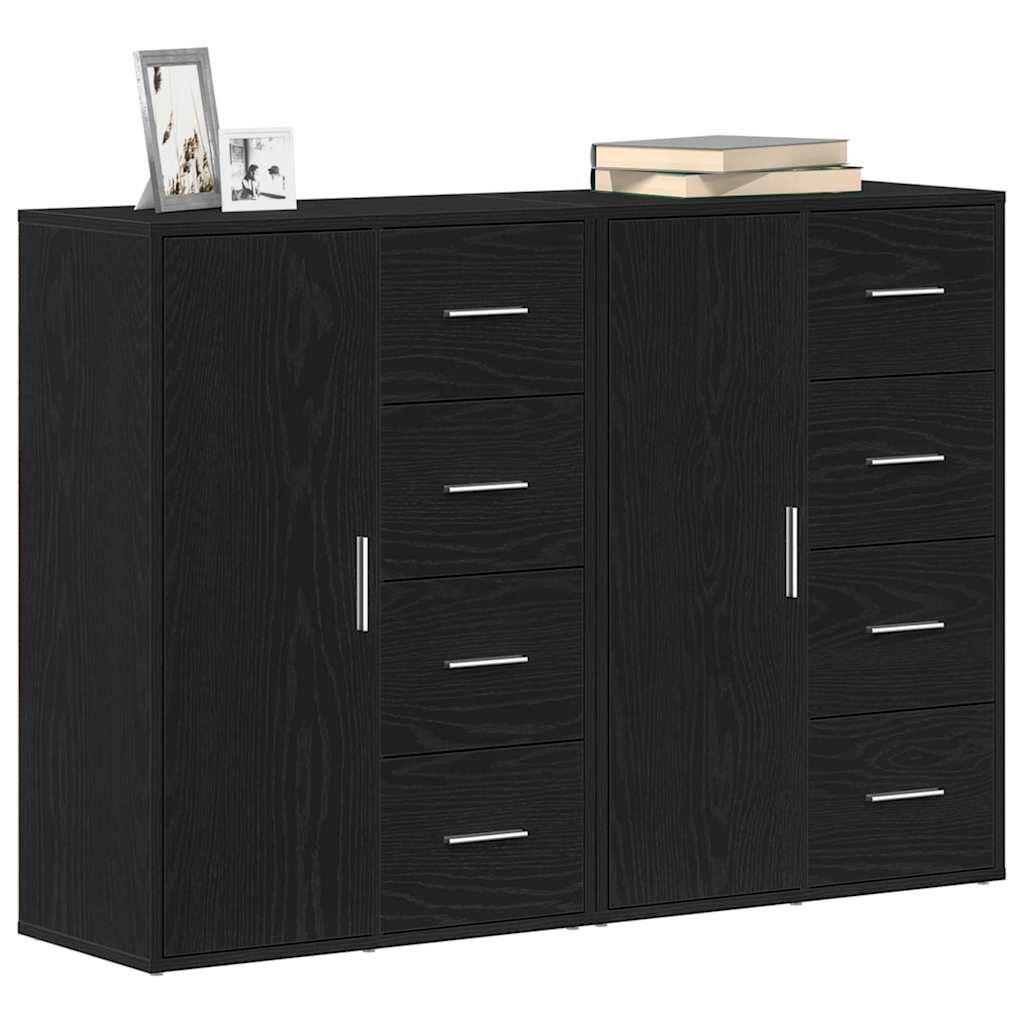Aparador 2 pcs Roble Negro 60 x 31 x 84 cm Madera de ingeniería