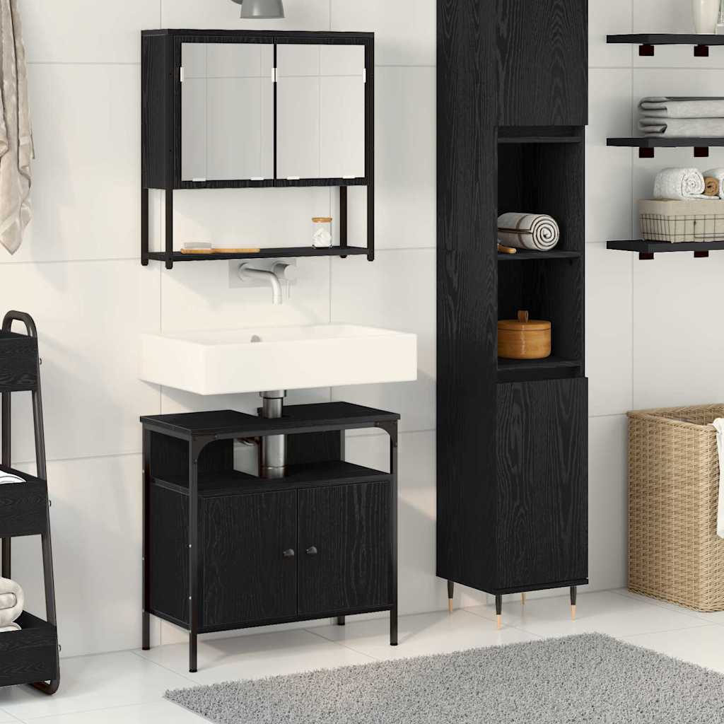 Juego de muebles de baño 2 pcs Marrón Madera contrachapada