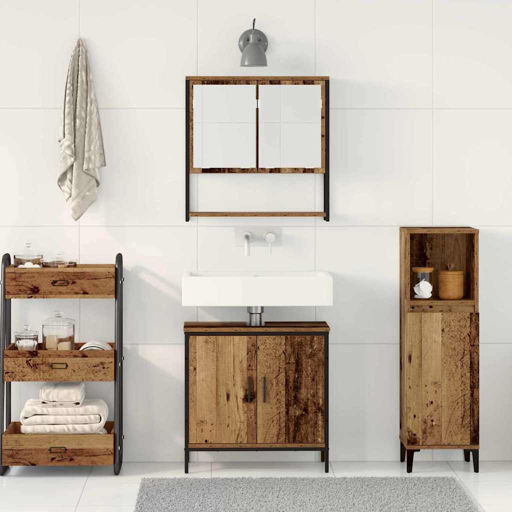 Juego de muebles de baño 2 pcs Marrón Madera contrachapada
