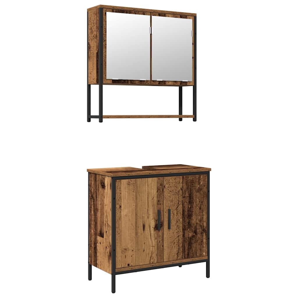 Juego de muebles de baño 2 pcs Marrón Madera contrachapada