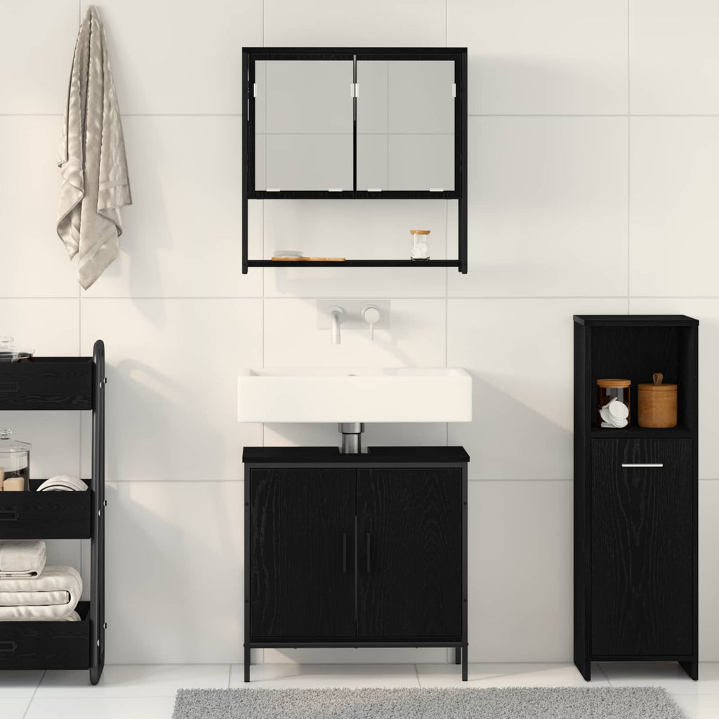 Juego de muebles de baño 2 pcs Negro Madera contrachapada