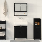 Juego de muebles de baño 2 pcs Negro Madera contrachapada