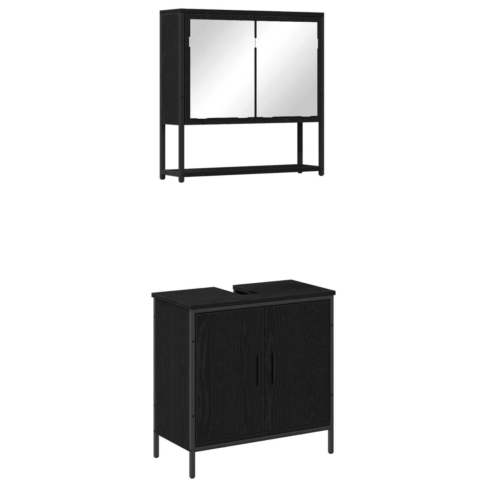 Juego de muebles de baño 2 pcs Negro Madera contrachapada