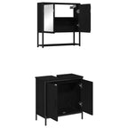 Juego de muebles de baño 2 pcs Negro Madera contrachapada
