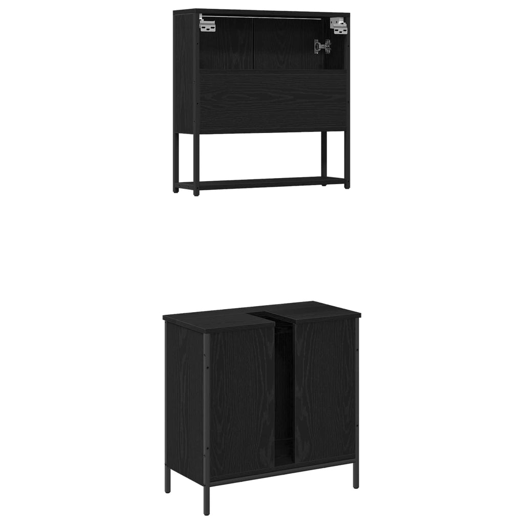 Juego de muebles de baño 2 pcs Negro Madera contrachapada