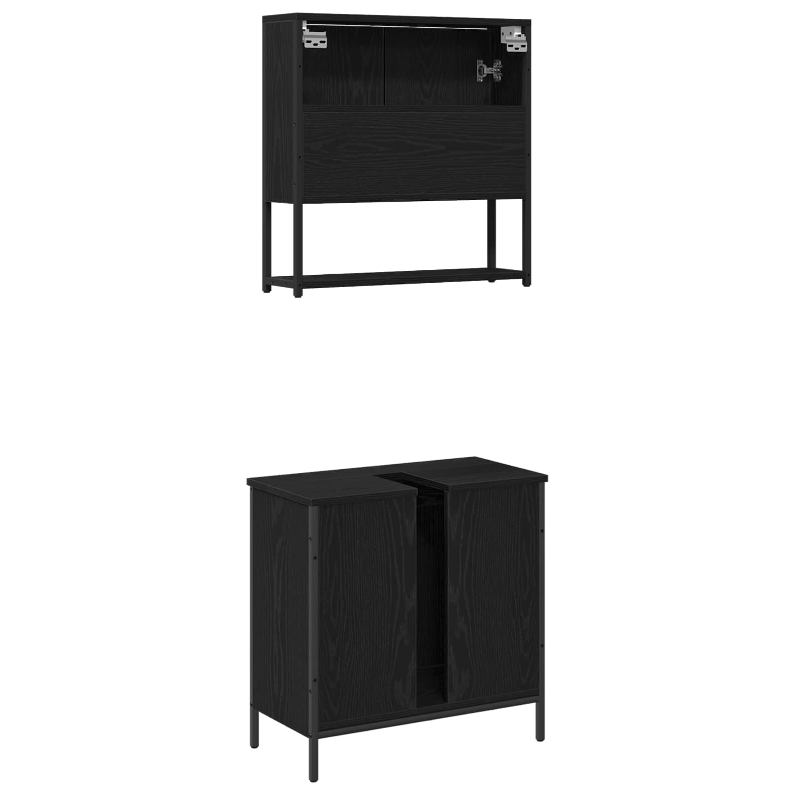 Juego de muebles de baño 2 pcs Negro Madera contrachapada