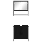 Juego de muebles de baño 2 pcs Negro Madera contrachapada