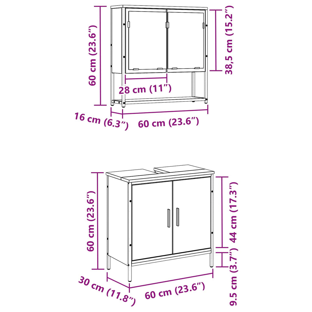Juego de muebles de baño 2 pcs Negro Madera contrachapada
