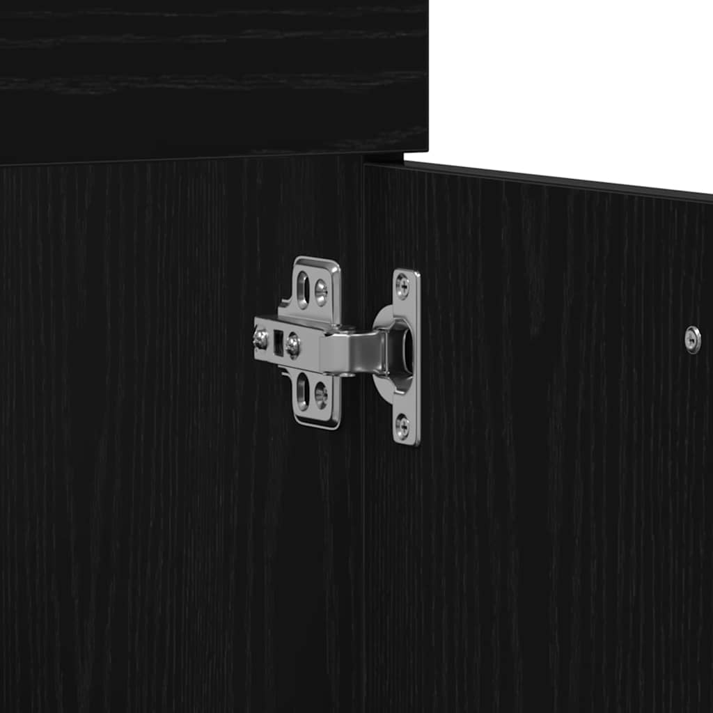 Juego de muebles de baño 4 pcs Roble Negro Madera de ingeniería