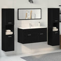 Juego de muebles de baño 4 pcs Roble Negro Madera de ingeniería