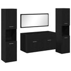 Juego de muebles de baño 4 pcs Roble Negro Madera de ingeniería