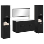 Juego de muebles de baño 4 pcs Roble Negro Madera de ingeniería