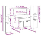 Juego de muebles de baño 4 pcs Roble Negro Madera de ingeniería