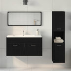 Juego de muebles de baño 3 pcs Roble Negro Madera de ingeniería