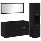 Juego de muebles de baño 3 pcs Roble Negro Madera de ingeniería