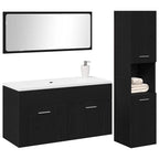 Juego de muebles de baño 3 pcs Roble Negro Madera de ingeniería