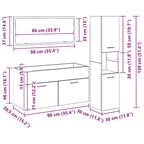 Juego de muebles de baño 3 pcs Roble Negro Madera de ingeniería