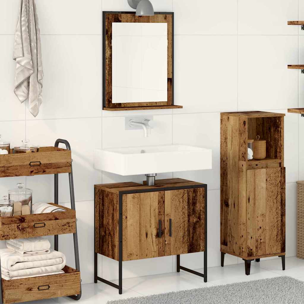 Juego de muebles de baño 2 pcs Marrón Madera contrachapada