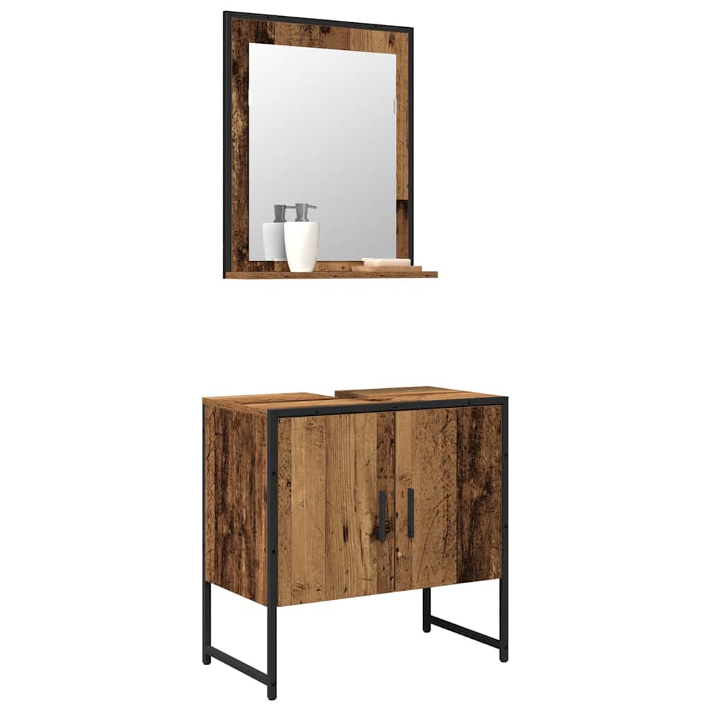Juego de muebles de baño 2 pcs Marrón Madera contrachapada
