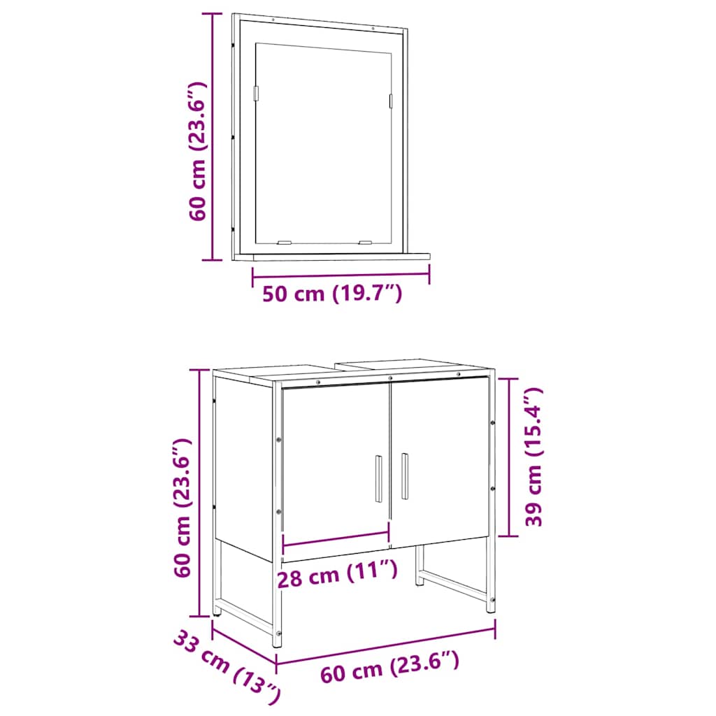 Juego de muebles de baño 2 pcs Marrón Madera contrachapada