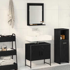 Juego de muebles de baño 2 pcs Negro Madera contrachapada