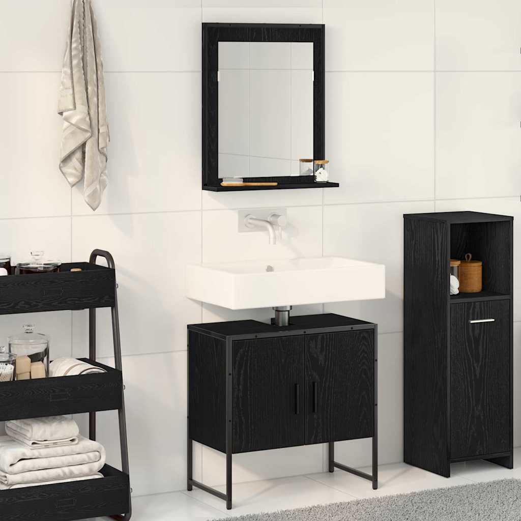 Juego de muebles de baño 2 pcs Negro Madera contrachapada