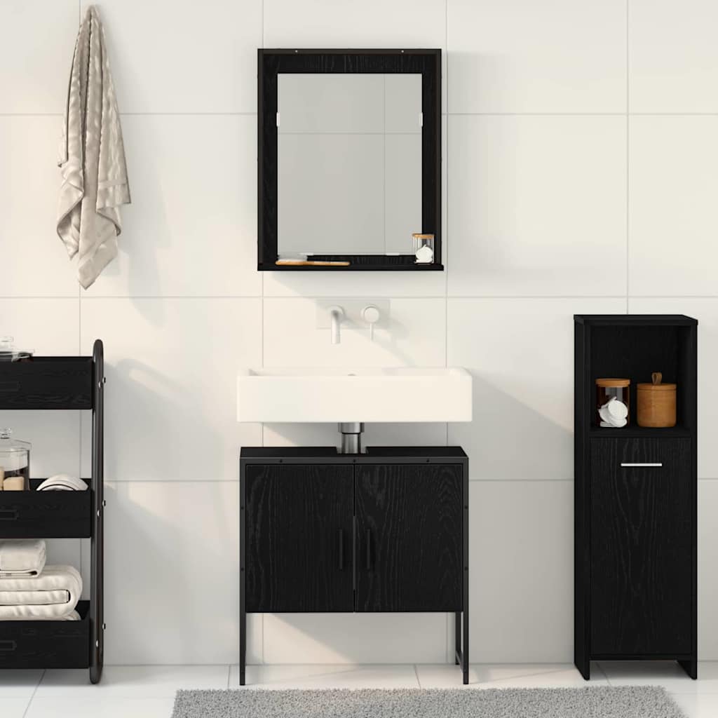 Juego de muebles de baño 2 pcs Negro Madera contrachapada