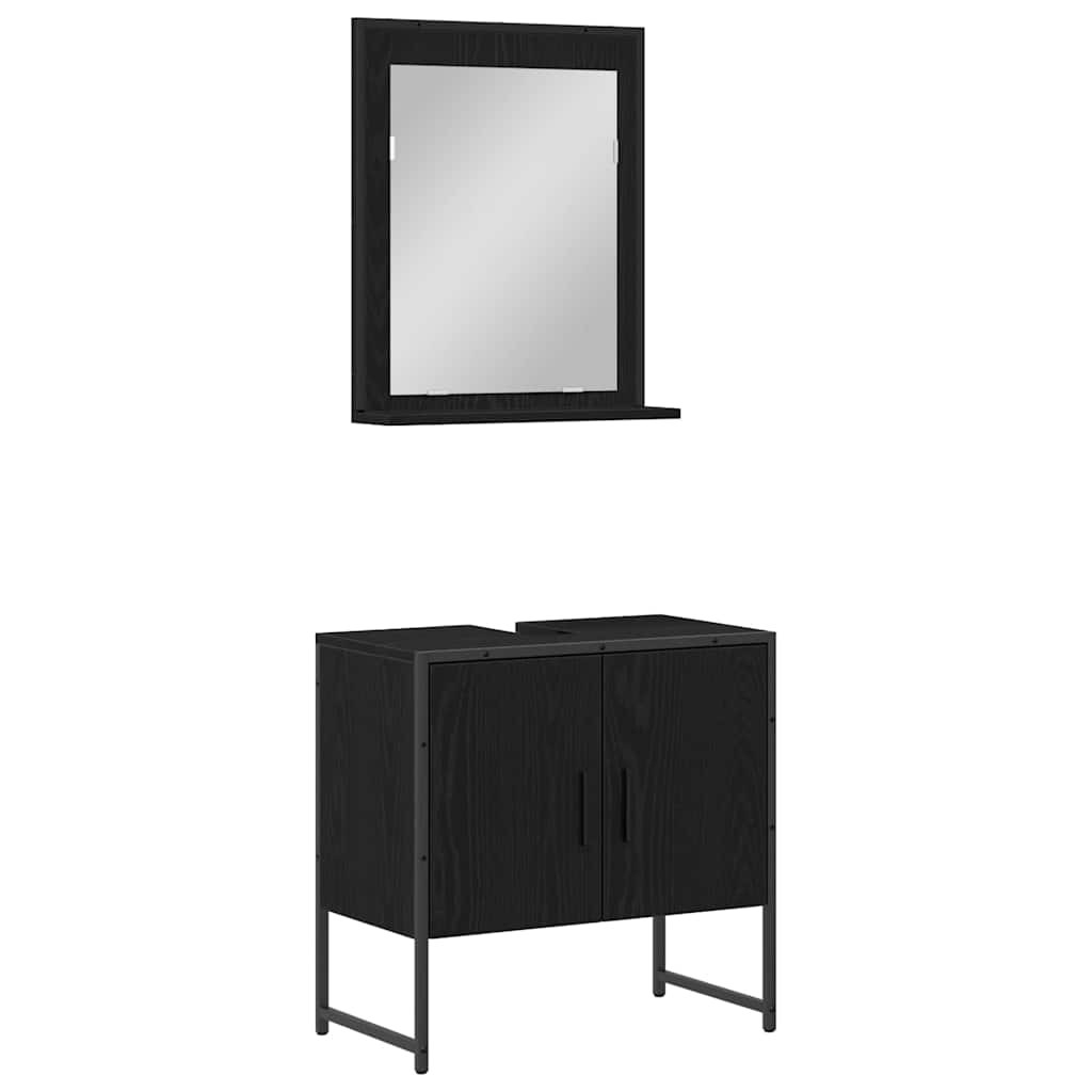 Juego de muebles de baño 2 pcs Negro Madera contrachapada