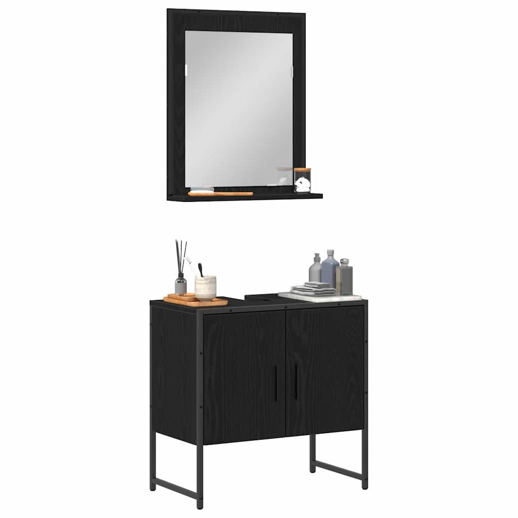 Juego de muebles de baño 2 pcs Negro Madera contrachapada