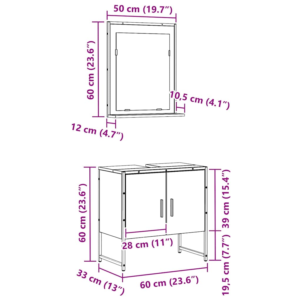 Juego de muebles de baño 2 pcs Negro Madera contrachapada