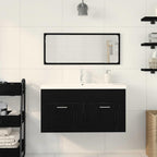 Juego de muebles de baño 3 pcs Roble Negro Madera de ingeniería