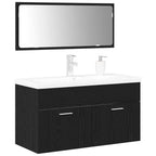 Juego de muebles de baño 3 pcs Roble Negro Madera de ingeniería