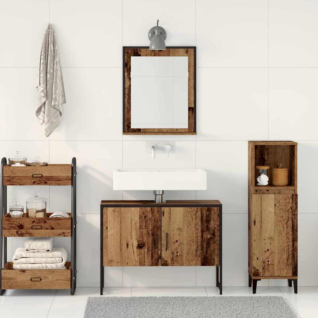 Juego de muebles de baño 2 pcs Marrón Madera contrachapada